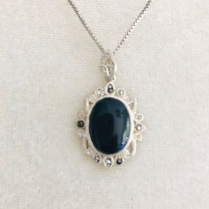 Qnyx & Diamond Chip 925 Silver Vintage Pendant